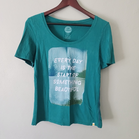 Life Is Good Tops - Life is Good teal scoop neck graphic tshirt size medium